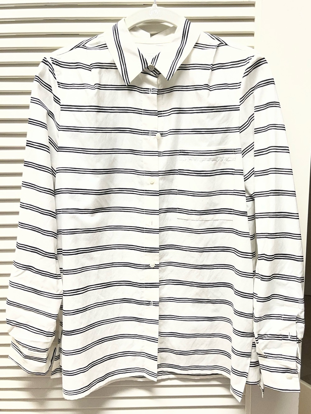 NWOT Women’s Lacoste🐊Spread Collar Long Sleeve Striped Shirt Size 34